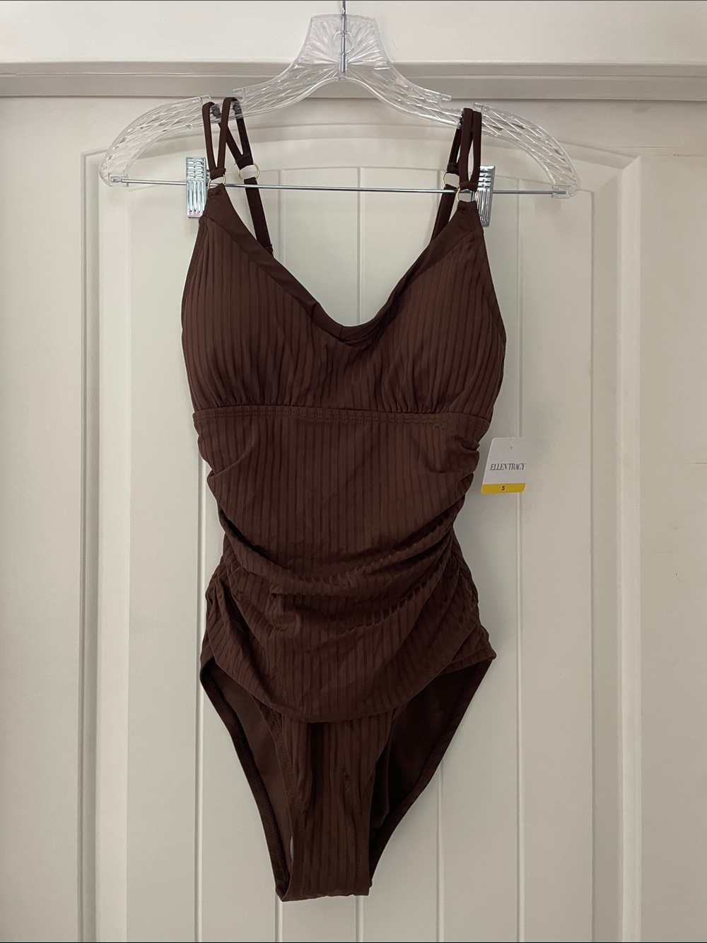 Chocolate Brown Ribbed One-Piece Swimsuit